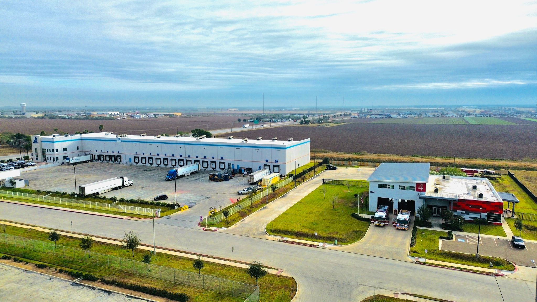 Facility roof and surrounding campus