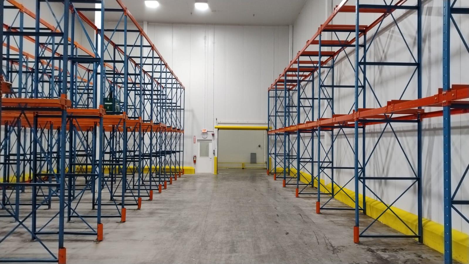 Empty cold storage racks prepared for incoming products